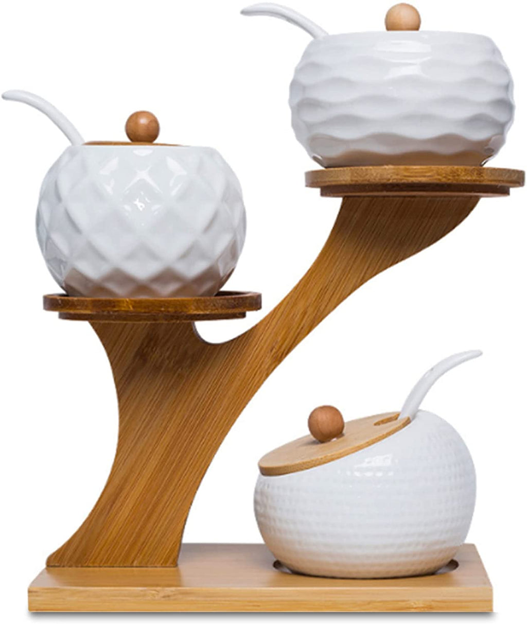 Olivia ceramic spice jar set with lids and spoons