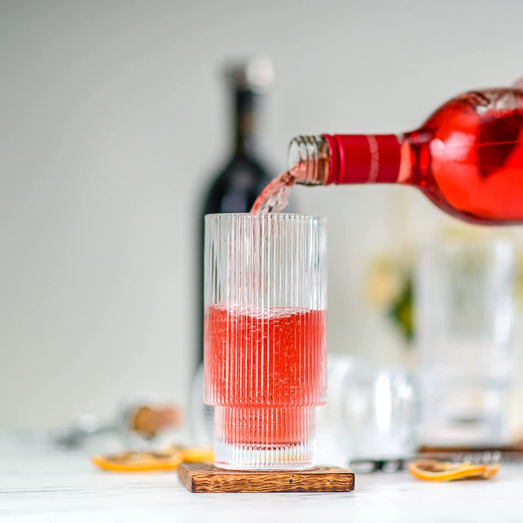 Vintage style ripple glassware on a bar