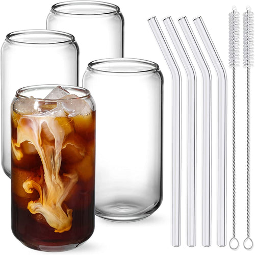 Halden can-shaped glasses with glass straws, set of four