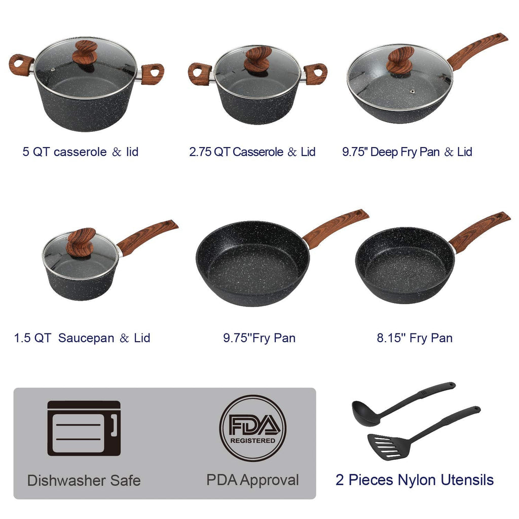 Cookware set in use on the stovetop