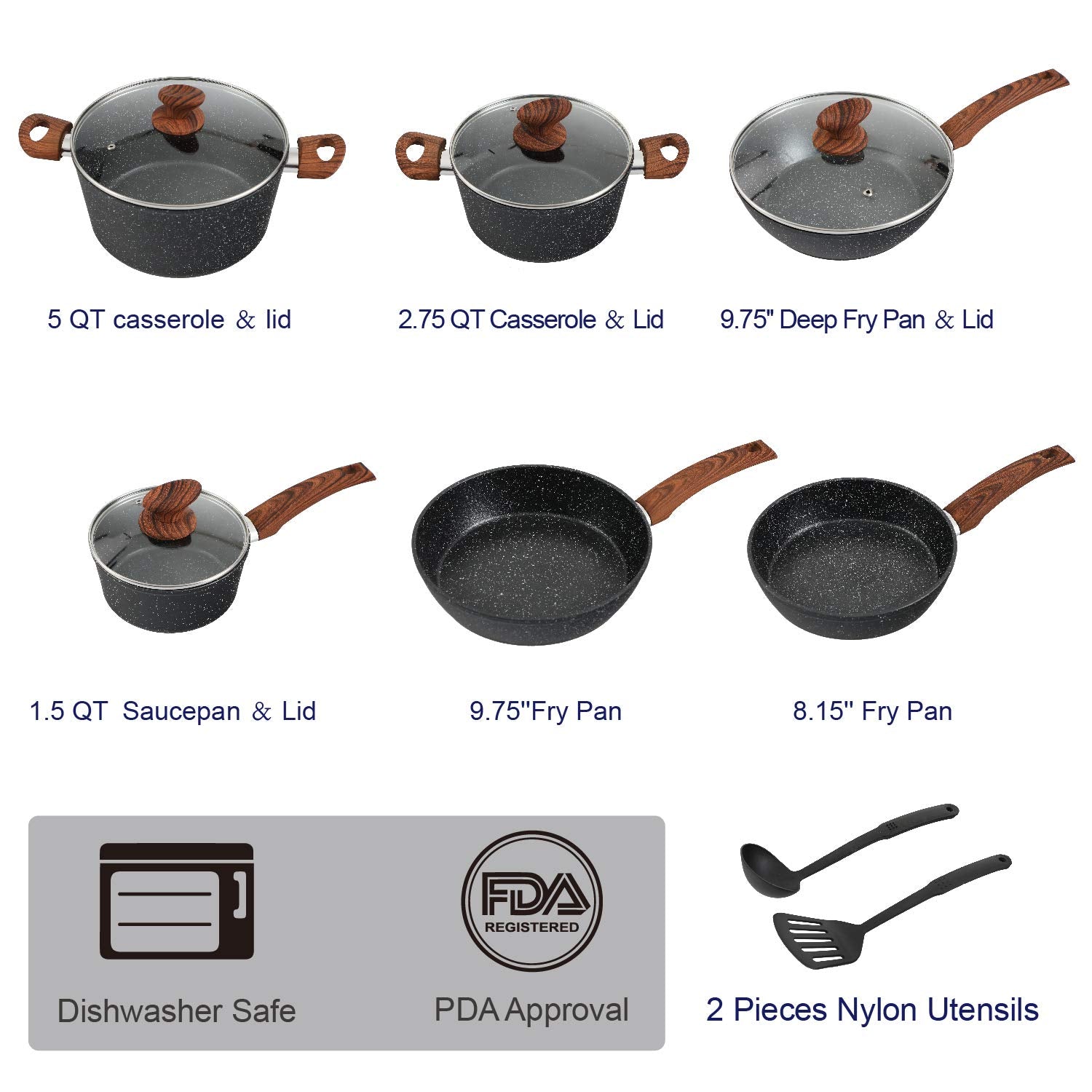 Cookware set in use on the stovetop