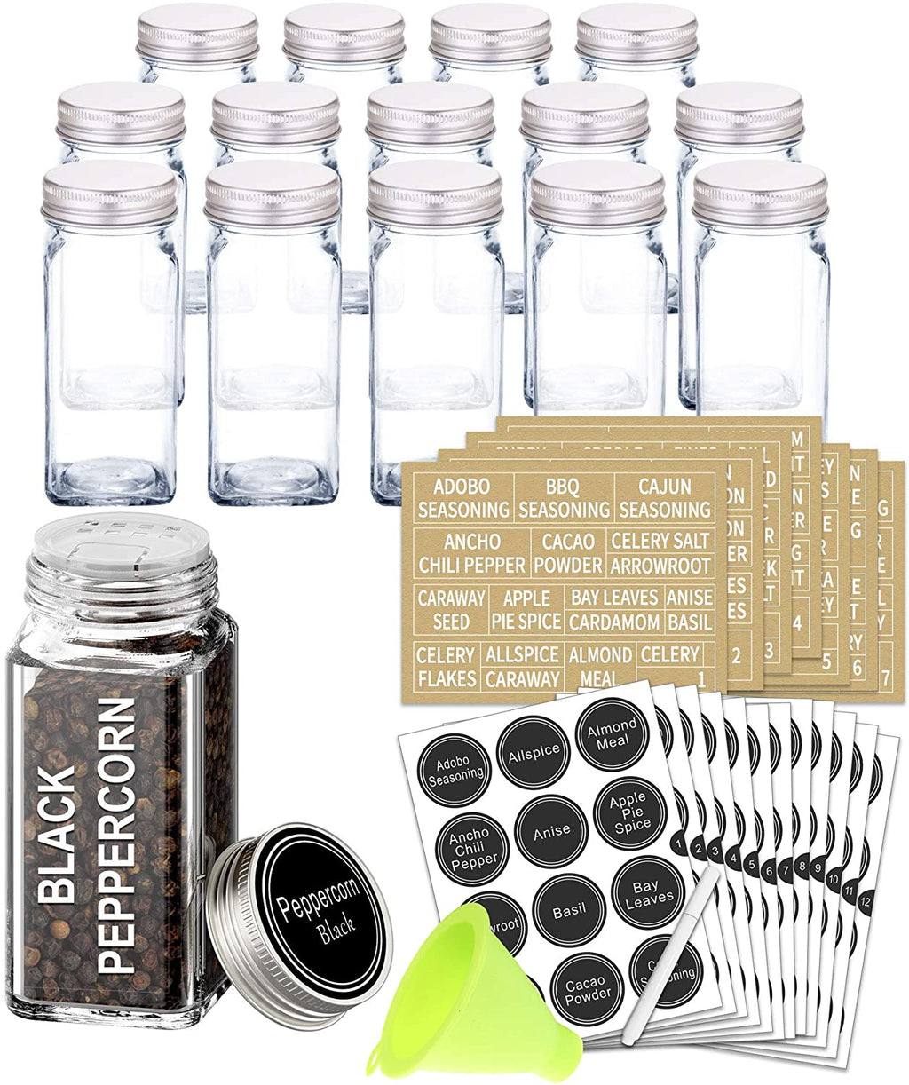 Aria glass spice jar set with labels