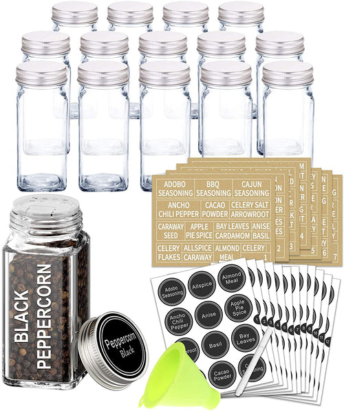 Aria glass spice jar set with labels