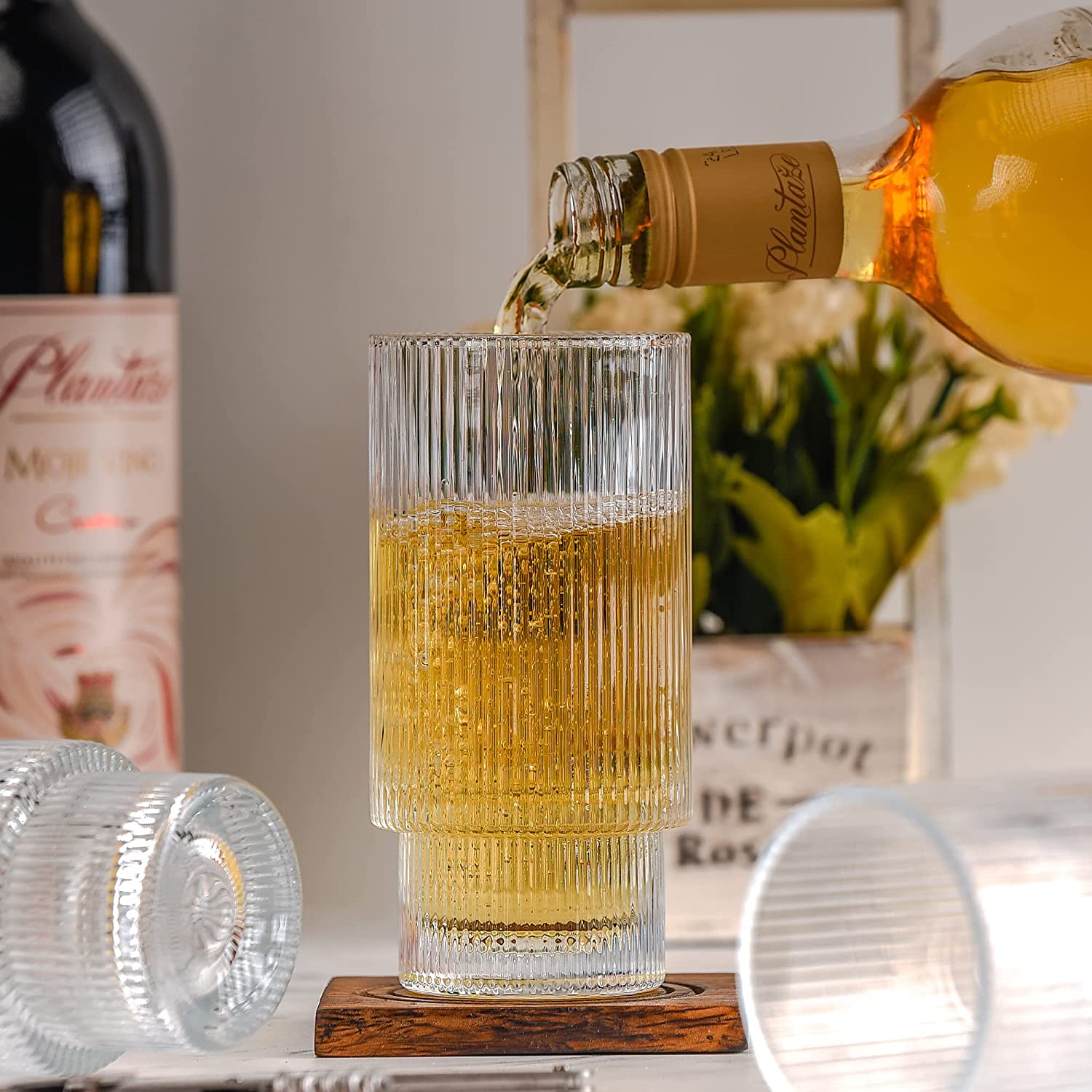 Set of four ripple glasses stacked