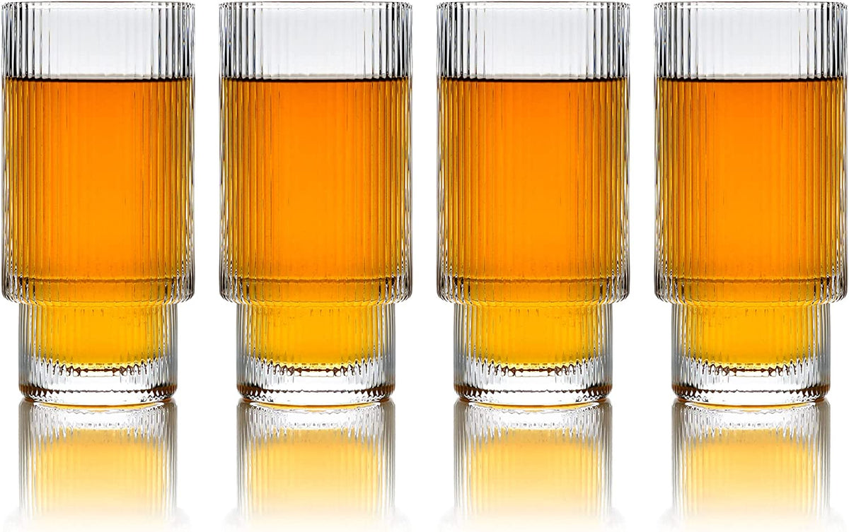 Rivo Ripple Drinking Glasses — Set of 4, 12 oz