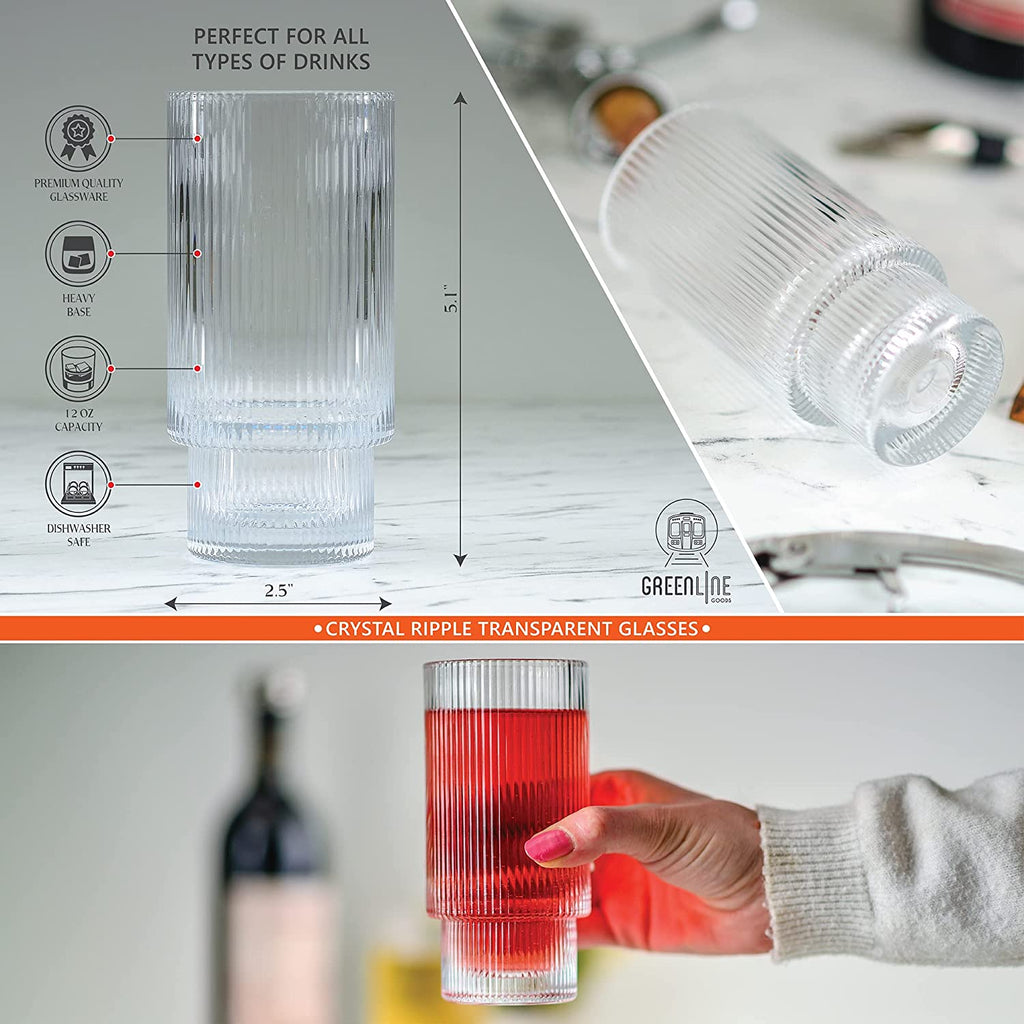 Ribbed glass tumbler detail